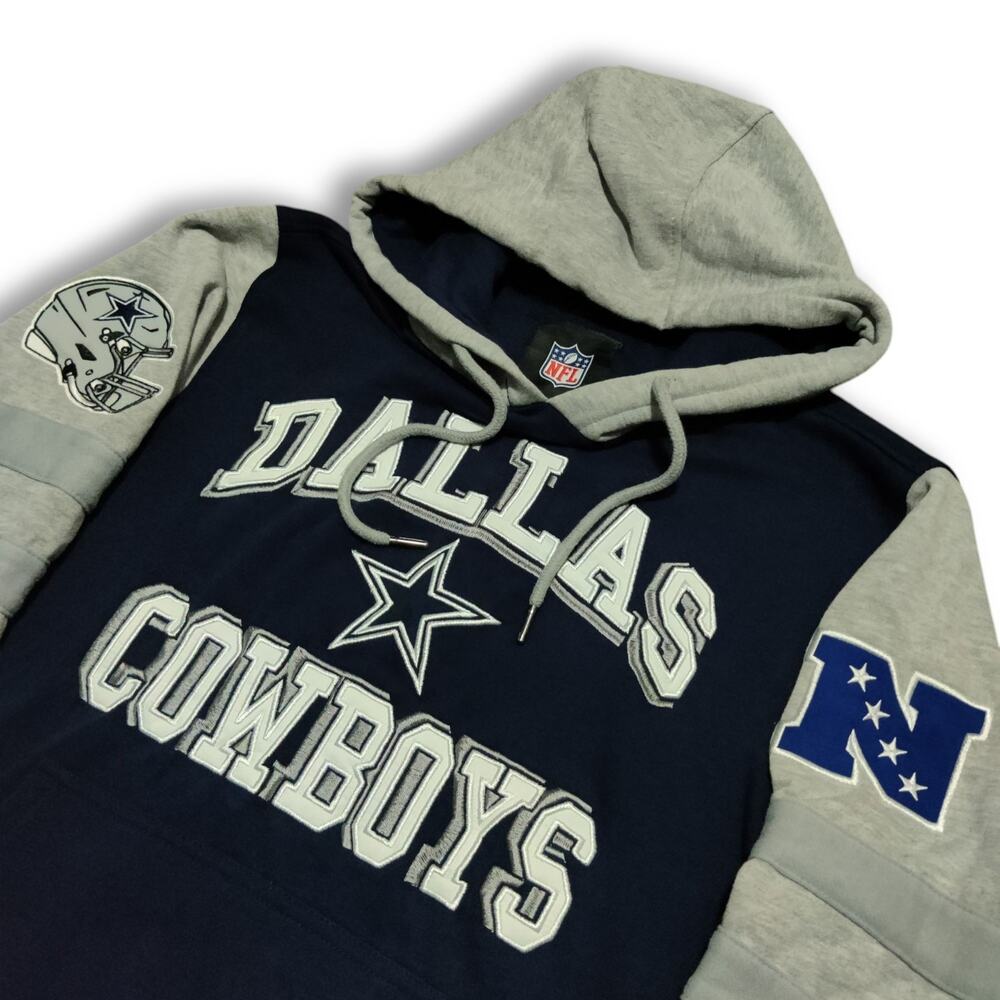 Dallas Cowboys Hoodie Mens Size S Embroidered Patches Thick Sweatshirt Blue Gray